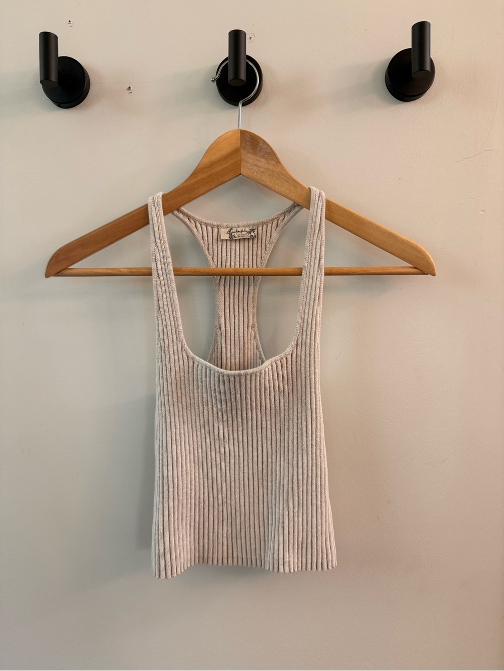 Free People Ribbed Racerback Tank in Light Taupe S